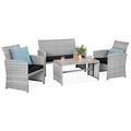 Best Choice Products 4-Piece Outdoor Wicker Patio Conversation Furniture Set w/ Table Cushions - Gray/Black