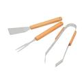 3 Pcs BBQ Grill Tool Set Stainless Steel BBQ Grill Tools with Wooden Handles Includes Fork Shovel Clip