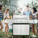 EROMMY Outdoor 6+1 Burner BBQ Propane Gas Grill - 58000 BTUs Stainless Steel Patio Barbecue Grill with Stove and Side Table Black - Propane Gas