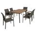 Harper Outdoor 7 Piece Aluminum and Mesh Dining Set with Faux Wood Top Natural Gray Gray