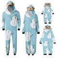 Elainilye Fashion Christmas Pajamas Lattice Print Plush Long Sleeved Jumpsuit Family Matching Sets For Adults Kids Baby Onesie Blue