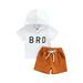 Baby Boys Summer Clothes Letter Print Short Sleeve Hoodie T-shirt Tops and Stretch Casual Shorts Outfits