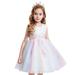 KAWELL Flower Girls Party Dress Embroidery Sleeveless Rainbow Mesh Tulle Princess Lace Ball Gown Prom
