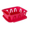 (Hot Pink) Plastic Dish Drainer With Caddy & Drip Tray