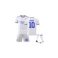 (MCF Away White MODRIC#10, 8-9 Year#24 Football Kits) Boys Kids Football Kit Sport Training Jersey Top+Shorts+Socks