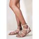 (Cream, 4) Womens Studded Gladiator Sandals Summer Shoes