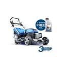 Hyundai 173 cc Self Propelled Electric Push Button Start Petrol Lawn Mower Bundled With 1 LTR OIL, HYM510SPE Blue