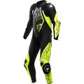 Dainese Audax D-Zip perforated 1-Piece Motorcycle Leather Suit, black-white-yellow, Size 54