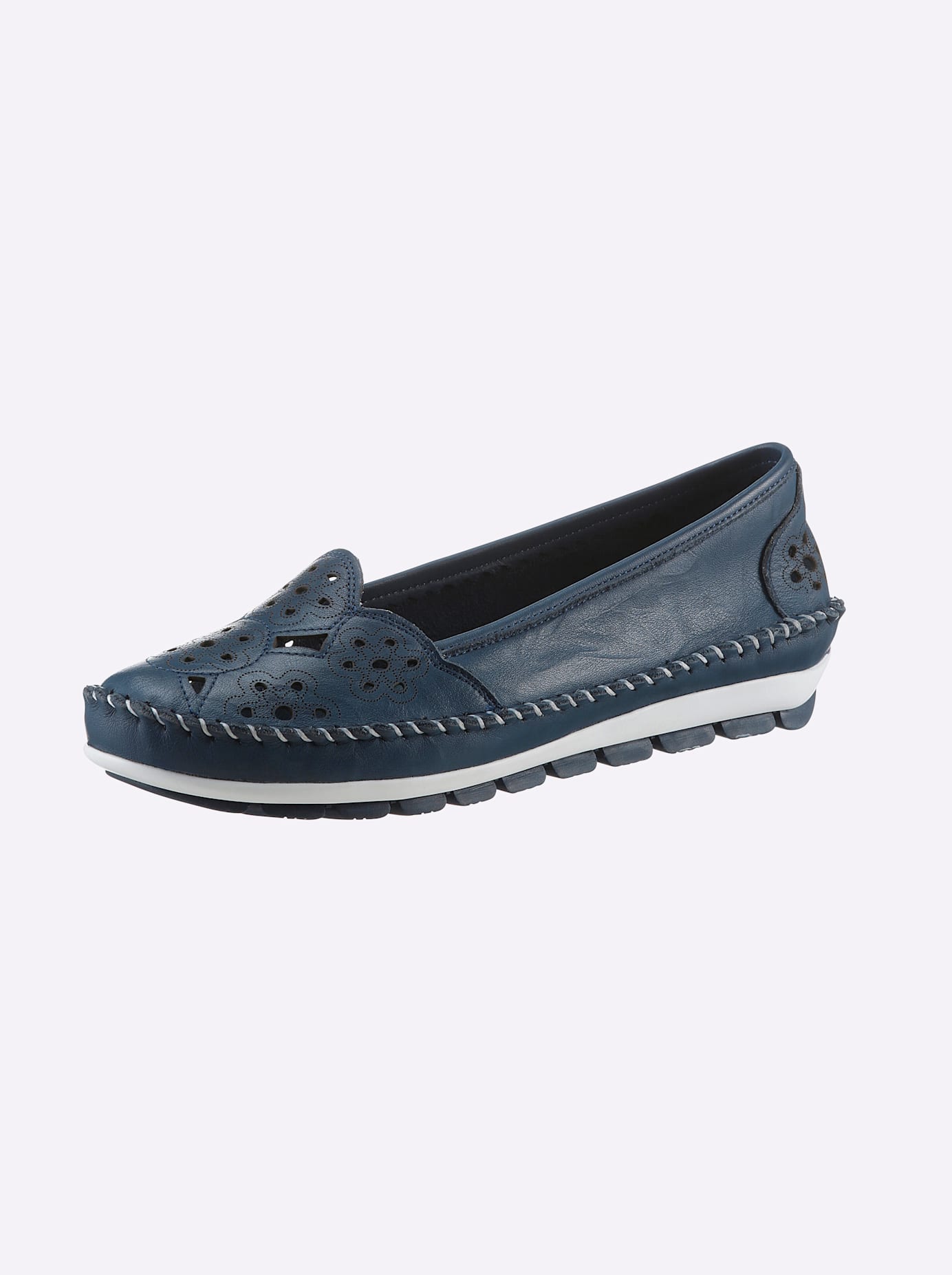 Slipper GEMINI, Damen, Gr. 36, blau (dunkelblau), Glattleder, Schuhe Slipper
