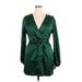 Lulus Cocktail Dress - Mini V Neck Long sleeves: Green Dresses - New - Women's Size X-Large