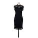 En Focus Studio Cocktail Dress - Midi High Neck Short sleeves: Black Print Dresses - Women's Size 8