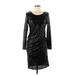 Pink Blush Casual Dress - Sheath Scoop Neck Long sleeves: Black Solid Dresses - New - Women's Size Medium