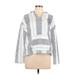 Ocean Drive Clothing Co. Pullover Hoodie: White Stripes Tops - Women's Size Large