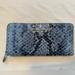 Michael Kors Bags | Michael Kors Bedford Denim Blue Python Continental Genuine Leather Wallet/Clutch | Color: Blue | Size: Os