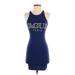 Forever 21 Casual Dress - Mini Scoop Neck Sleeveless: Blue Graphic Dresses - Women's Size Small