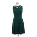 Eliza J Casual Dress - Party High Neck Sleeveless: Green Print Dresses - Women's Size 2