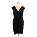 Adrianna Papell Casual Dress - Sheath V Neck Short Sleeve: Black Solid Dresses - Women's Size 14