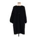Universal Thread Casual Dress - Mini High Neck 3/4 sleeves: Black Solid Dresses - Women's Size Medium