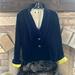 J. Crew Jackets & Coats | J Crew Navy Blue Velvet Blazer 12 Lime Green Rolled Sleeves | Color: Blue | Size: 12