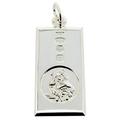 Solid 925 Sterling Silver Large St Christopher Ingot Pendant With Custom Hallmark 30mm x 16mm and Optional 1.8mm Wide Diamond Cut Curb Chain In Gift Box (available in 16" to 40")