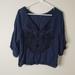 American Eagle Outfitters Tops | American Eagle Blue Boho Flowy Top | Color: Black/Blue | Size: M