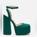 Jessica Simpson Shoes | Jessica Simpson Platform Satin Pumps | Color: Green | Size: 7
