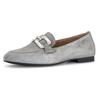 Loafer GABOR, Damen, Gr. 39, grau, Ziegenveloursleder, modisch, Schuhe, Slipper, Festtagsschuh, Schlupfschuh mit edlem Schmuckelement