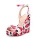 Kate Spade Shoes | New Kate Spade New York Dellie Wedge Sandal In Deep Pink Garden Print | Color: Pink/White | Size: 7.5