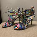 Nine West Shoes | Multicolored Lace-Up High Heels. Nine West. Size Us 7.5 | Color: Red | Size: 7.5