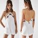 Free People Tops | Free People Mia Embroidered Floral Tunic Halter Top Mini Dress White Size Medium | Color: Brown/White | Size: M