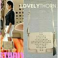 Anthropologie Bags | Hayden-Harnett // Ltd Ed Cream Leather Stud Detail Crossbody Shoulder Flap Bag | Color: Cream/Silver | Size: Os