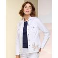 Draper's & Damon's Women's Soft Stretch Denim Embellished Jacket - White - PS