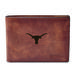 Men's Fossil Brown Texas Longhorns Derrick Front Pocket Leather Bi-Fold Wallet