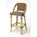 Brown and Beige Rattan Bar Stool - 40.5"H x 20"W x 19"D