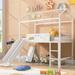 Twin Size Metal House Bed Loft Bed With Slide and Two-sided Writable Wooden Board,Solid Construction