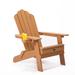 Brown Fanback Chaise Lounge Chair Folding Adirondack Chair with Pullout Ottoman and Cup Holder for Patio Deck Garden