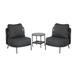 3 PCS Patio Wicker Conversation Set with 2-tier Side Table & Ottoman