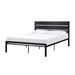 Tesa Full Size Bed, Stylish Black Metal Frame, Slatted Panel Headboard