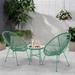 3 Piece Patio Bistro Conversation Set with Side Table, All Weather PE Rattan Chair Set,Flexible Rope Furniture Outdoor