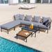 8 Piece Patio Sectional Sofa Set with Glass Coffee Table and Wooden Coffee Table