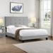 Gray Linen Upholstered Queen Platform Bed with Pull Point Tufted Headboard, Strong Wood Slat Support, No Box Spring Needed