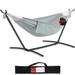 Double Hammock with Space Saving Steel Stand 2 Person Heavy Duty Garden Yard Outdoor 450lb Capacity Hammocks and Portable