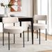 Bossin Dining Chairs, Modern Dining Room Chairs Upholstered Boucle Chair with Curved Backrest, Chairs with Black Metal Legs