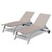 Set of 2 Poolside Chaise Lounge, khaki Beach Lounge Chairs with Wheels, Patio Adjustable Sunbathing Lounger Chair