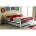 Casual White Metal Full Bed - No Box Spring Needed, Slatted Headboard, Slat Support