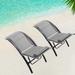 Curved Design Chaise Lounge Set of 2, Adjustable Back Sunlounger