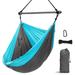 Hammock Chair, Portable Large Hanging Rope Swing Lightweight Nylon Parachute Max 500 Lbs Detachable Metal Support Bar