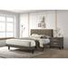 Traditional Brown Fabric & Gray Queen Bed, Valdemar Collection, Upholstered Headboard