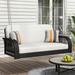 Wicker Outdoor 2-Seater Swing Daybed Porch Swing with Cushion