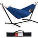 Double Hammock with Space Saving Steel Stand 2 Person Heavy Duty Garden Yard Outdoor 450lb Capacity Hammocks